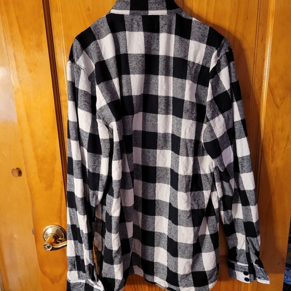 Fashion Nova Men Small Shirt Full Zip Long Sleeve Cotton Flannel Black and White - Picture 2 of 5